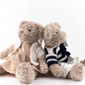 Adorable Cardigan Teddy Bear Plush Toys, Soft Cuddly Bear Dolls with Striped Details