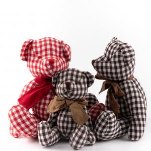Adorable Gingham Cotton Linen Teddy Bear Collection