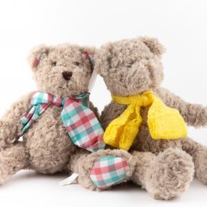 Adorable Scarf Teddy Bear Plush Toys, Soft Cuddly Bear Dolls with Gingham & Knitted Details