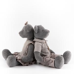 Adorable Vintage Teddy Bear Short Plush Toys, Soft Bears with Striped Outfits