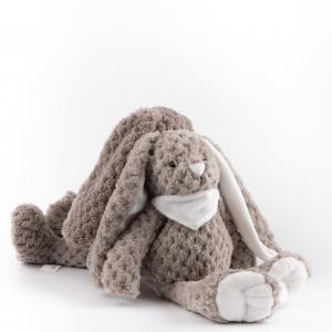 Bandana Bunny Plush, Grey Rabbit Stuffed Toy with Textured Fur