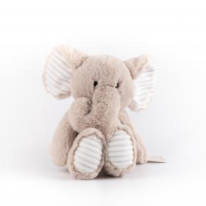 Beige Elephant Stuffed Toy with Ribbed Details