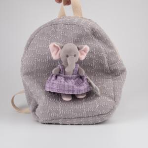 Checkered Backpack Elephant Plush