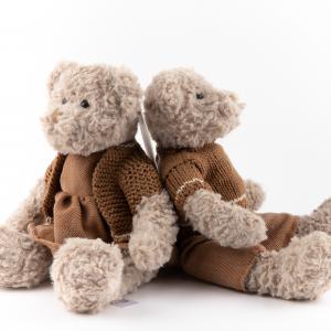 Cute Brown Teddy Bear Plush, Soft & Cuddly Knitted-Accent Bear Collection