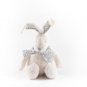 Cute White Bunny Plush, Soft & Cuddly Striped-Accent Rabbit Stuffed Toy