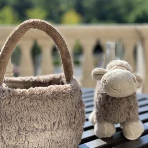 Fluffy Cow Plush Toy with Cozy Storage Basket