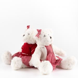 Gingham Dress Teddy Bear, White Bear Stuffed Toy 