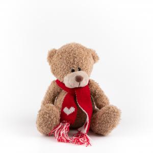 Heart Scarf Teddy Bear Plush, Brown Bear Stuffed Toy with Accessory