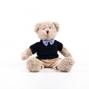 Knitted Outfit Teddy Bear Plush, Beige Bear Stuffed Toy with Textured Design