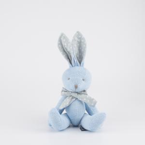 Knitted Polka Dot Bow Bunny Plush