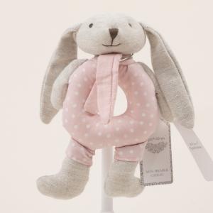 Linen Rabbit Baby Hand Ringing Bell