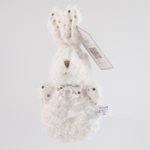 Polka Dot Bunny Rattle Plush, White Rabbit Stuffed Toy with Decorative Accents