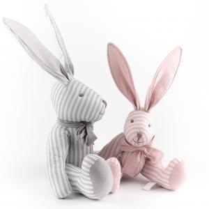 Premium Striped Rabbit Plush, Soft Stuffed Bunnies with Colorful Striped Outfits