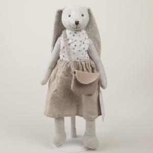 Small backpack linen couple rabbit