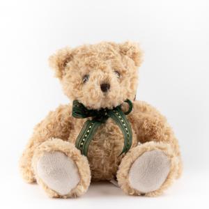 Soft Curly Teddy Bear Stuffed Animal, Huggable Ribbon-Accent Bear Doll