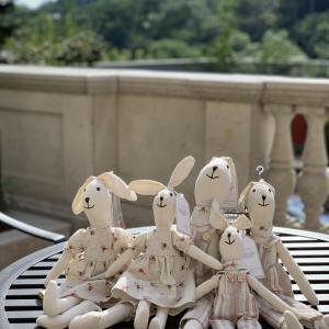 Soft Linen Cotton Bunny Dolls with Outfits