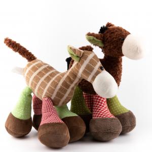 Soft Textured Donkey Stuffed Animals, Huggable Patchwork Donkey