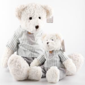 Striped Teddy Bear, White Bear Stuffed Toy 